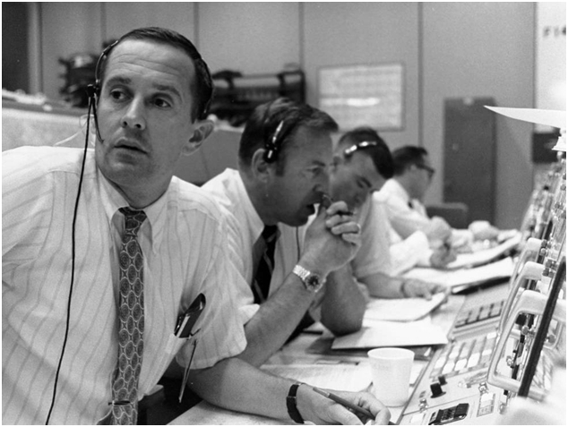 Mission Control monitoring the lunar landing